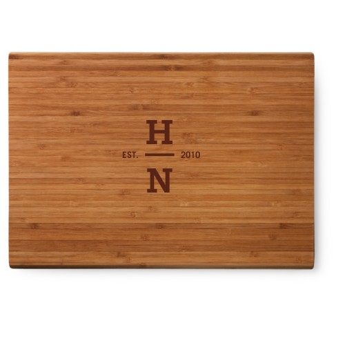 Vertical Monogram Cutting Board, Bamboo, Rectangle, None, White