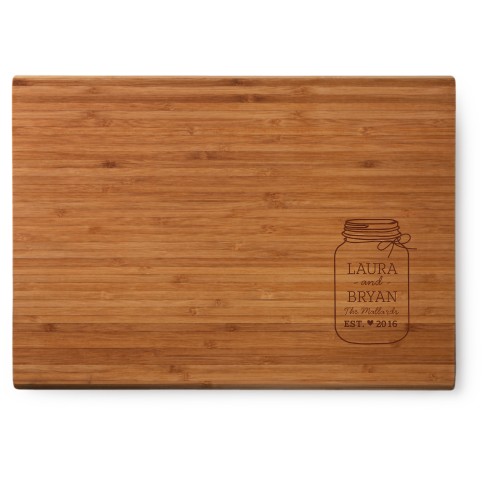 Mason Jar Cutting Board, Bamboo, Rectangle Ornament, None, White