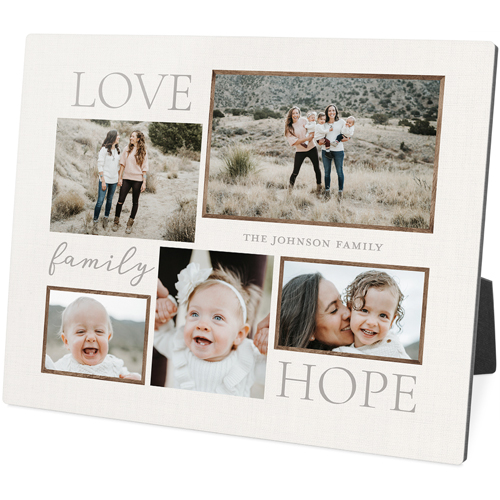 Love Family Hope Desktop Plaque, Rectangle Ornament, 8x10, Gray