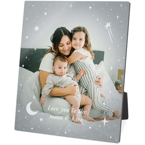 Moon And Stars Overlay Desktop Plaque, Rectangle Ornament, 8x10, Gray