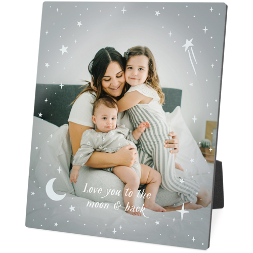 Moon And Stars Overlay Desktop Plaque, Rectangle, 8x10, Gray