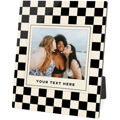 Checkered Border Desktop Plaque, Rectangle, 8x10, Black