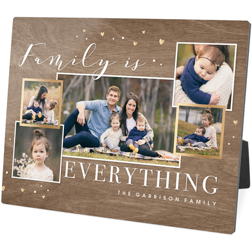 Family Overlap Collage Desktop Plaque, Rectangle Ornament, 8x10, Brown