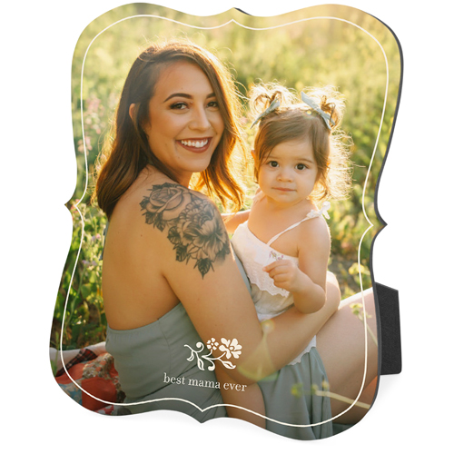 Block Print Floral Desktop Plaque, Bracket, 8x10, Beige, antique white