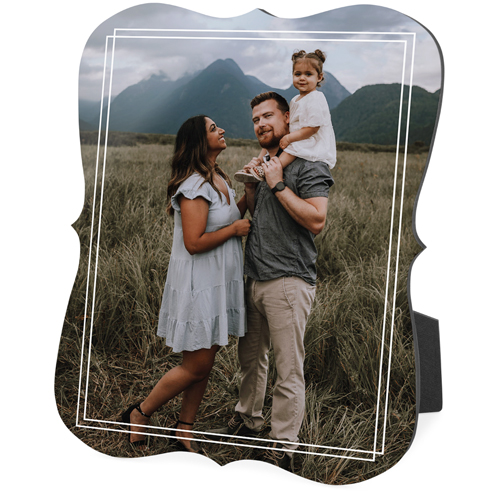 Modern Double Border Portrait Desktop Plaque, Bracket, 8x10, White, white