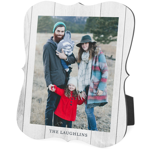 Printed Weathered Faux Wood Portrait Desktop Plaque, Bracket, 8x10, Beige, pebble