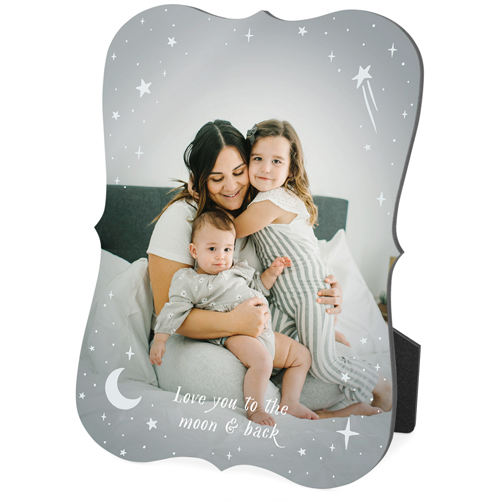 Moon And Stars Overlay Desktop Plaque, Bracket, 5x7, Gray