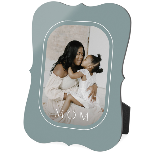 Mom Round Border Desktop Plaque, Bracket, 5x7, White