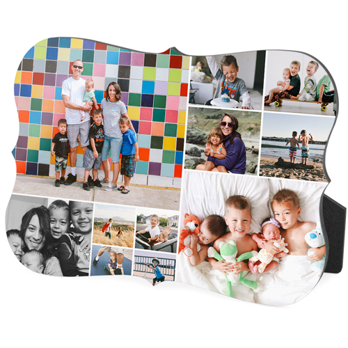 Collage Squares Horizontal Desktop Plaque, Bracket, 5x7, White