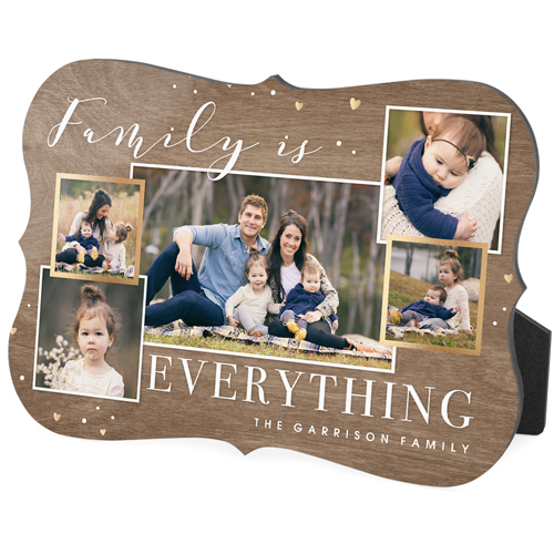 Family Overlap Collage Desktop Plaque, Bracket, 5x7, Brown