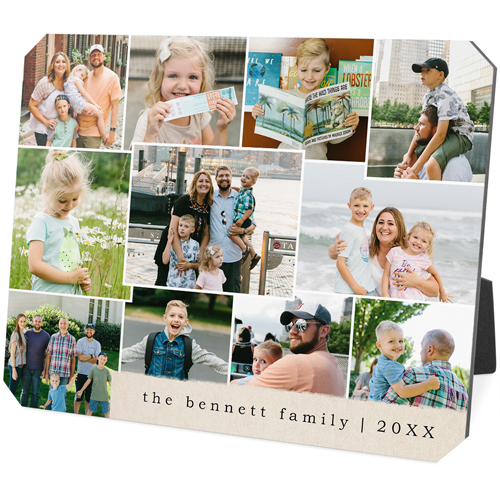 Overlap Collage Desktop Plaque, Ticket, 8x10, White, white