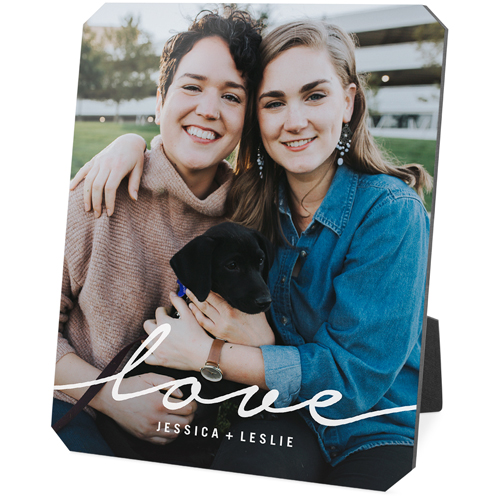 Modern Scripted Love Portrait Desktop Plaque, Ticket, 8x10, White