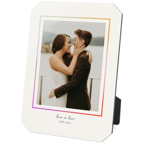 Rainbow Border Desktop Plaque, Ticket, 5x7, Beige, antique white