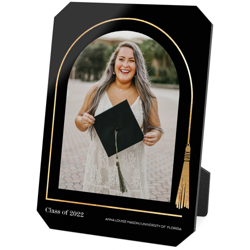 Tassel Border Desktop Plaque, Ticket, 5x7, Black