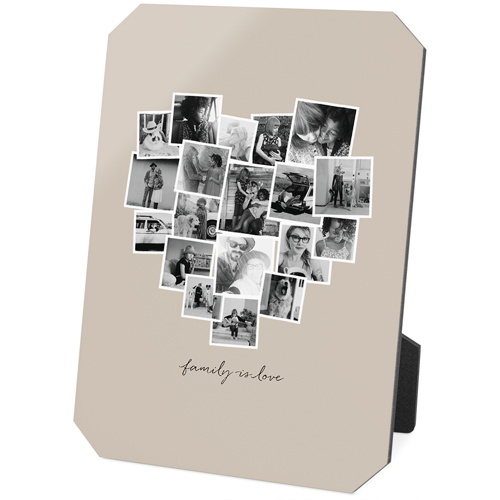 Tilted Heart Collage Desktop Plaque, Ticket, 5x7, Beige, wheat