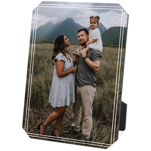 Modern Double Border Portrait Desktop Plaque, Ticket, 5x7, White