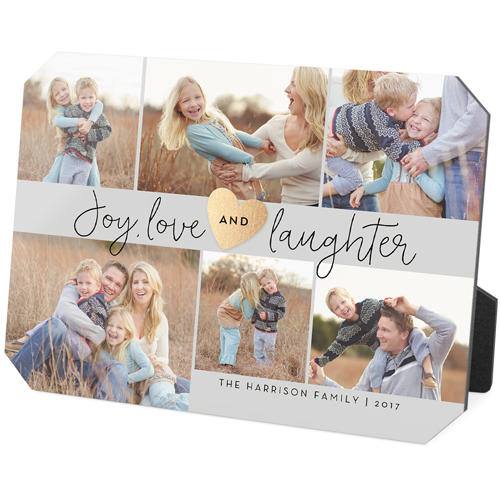 Joy Love Laughter Desktop Plaque, Ticket, 5x7, Gray