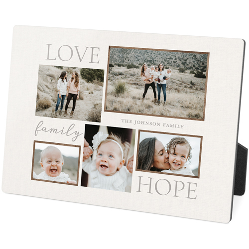 Love Family Hope Desktop Plaque, Rectangle, 5x7, Gray, stone