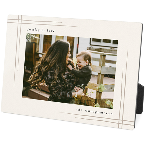 Corner Brush Frame Desktop Plaque, Rectangle, 5x7, Beige
