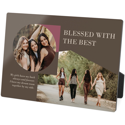 A brown photo plaque