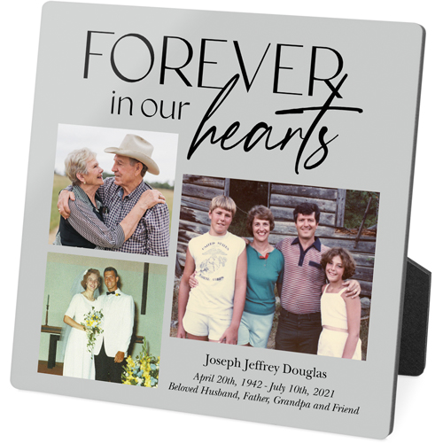 In Our Heart Memorial Desktop Plaque, Rectangle Ornament, 5x5, Gray