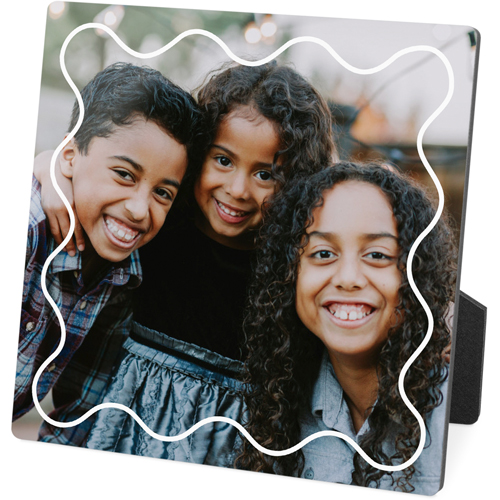 Wavy Outline Desktop Plaque, Rectangle, 5x5, White, white