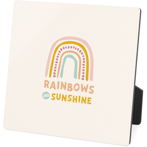 Rainbows & Sunshine Desktop Plaque, Rectangle Ornament, 5x5, Multicolor