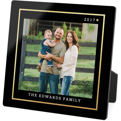 Simply Elegant Frame Desktop Plaque, Rectangle Ornament, 5x5, Black