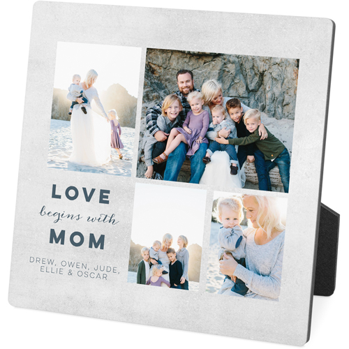 Contemporary Mom Desktop Plaque, Rectangle Ornament, 5x5, Gray