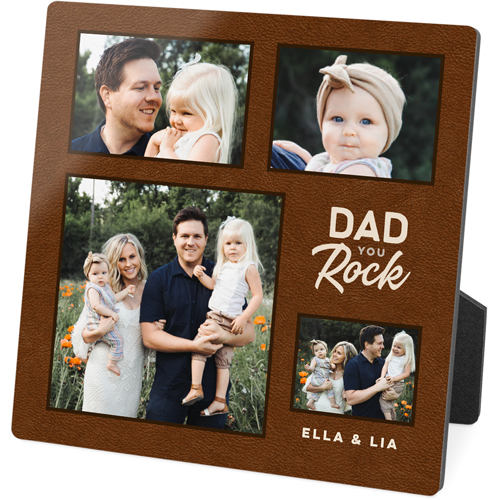 Dad You Rock Desktop Plaque, Rectangle Ornament, 5x5, Brown