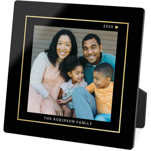 Simply Elegant Landscape Desktop Plaque, Rectangle Ornament, 5x5, Black