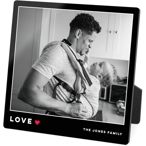 Modern Love Heart Desktop Plaque, Rectangle, 5x5, Black