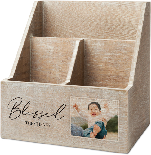 Blessed Script Desk Caddy, Desk Caddy, Gray