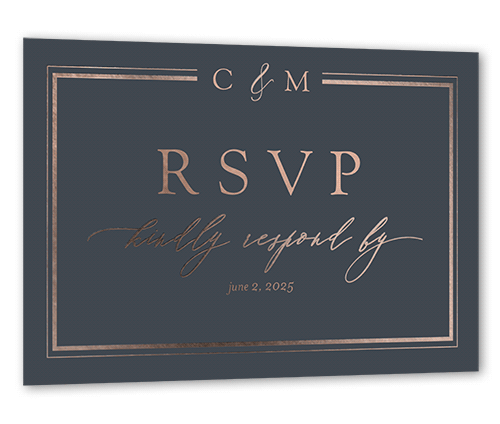 Sensational Shine Wedding Response Card, Square Corners, Gray