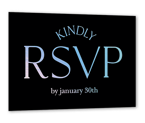 Luminous Cycle Wedding Response Card, Square Corners, -Iridescent Foil-Black