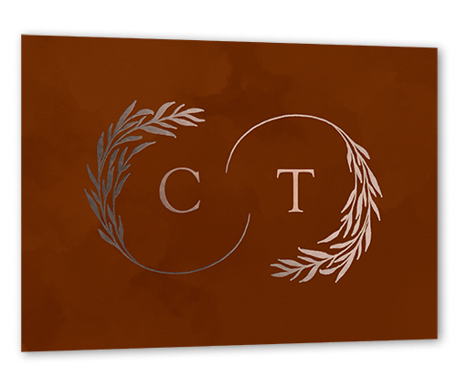 Reflective Rings Wedding Response Card, Square Corners, -Rose Gold Foil-Brown