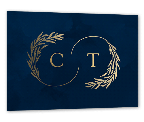 Reflective Rings Wedding Response Card, Square Corners, Navy