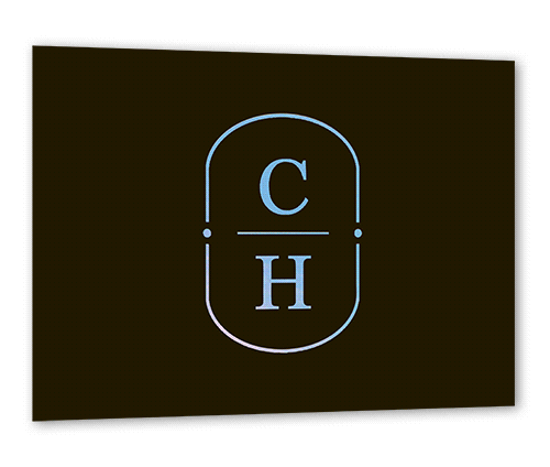 Polished Monogram Wedding Response Card, Square Corners, -Iridescent Foil-Black