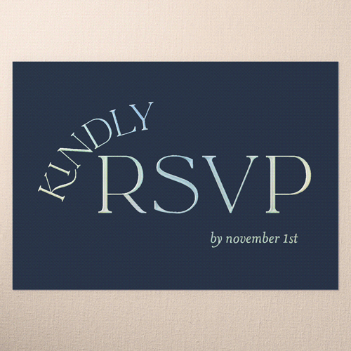 Modern Flow Wedding Response Card, Iridescent Foil, Blue, Personalized Foil Cardstock, Square, Feather