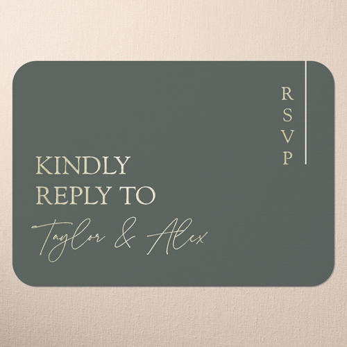 Divine Details Wedding Response Card, Gold Foil, Green, Write Your Own, Personalized Foil Cardstock, Rounded