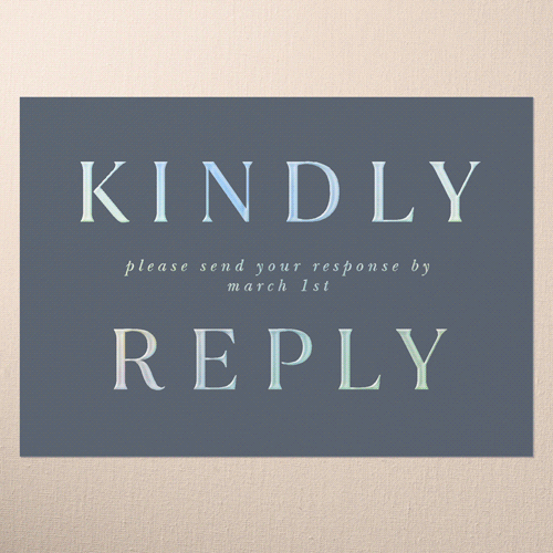 Simple Charm Wedding Response Card, Grey, Iridescent Foil, Personalized Foil Cardstock, Square, Charcoal