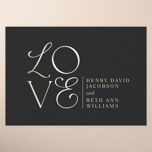 Shining Mixed Fonts Wedding Response, Gold Foil, Black, Personalized Foil Cardstock, Square, Black