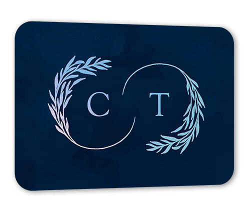 Reflective Rings Wedding Enclosure Card, Iridescent Foil, Blue, Personalized Foil Cardstock, Rounded, Navy