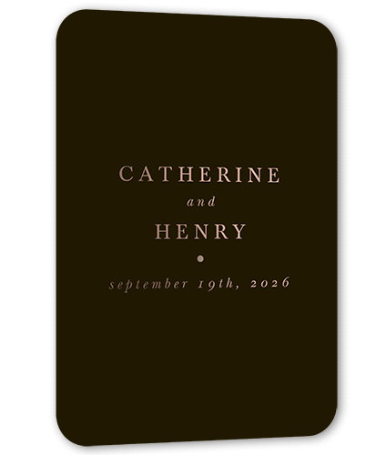 Polished Monogram Wedding Enclosure Card, Rose Gold Foil, Black, Personalized Foil Cardstock, Rounded