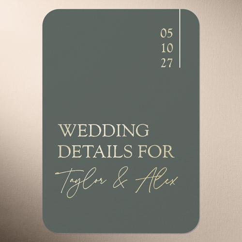 Divine Details Wedding Enclosure Card, Green, Gold Foil, Pearl Shimmer Cardstock, Rounded