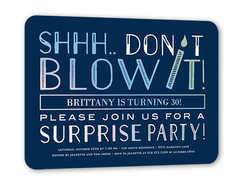 Surprise Candle Birthday Invitation, Blue, Iridescent Foil, 5x7, Matte, Personalized Foil Cardstock, Rounded