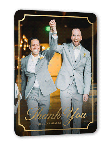 Framed Appreciation Thank You Card, Yellow, Gold Foil, 5x7, Matte, Personalized Foil Cardstock, Rounded