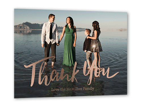 Shining Thanks Thank You Card, Yellow, Rose Gold Foil, 5x7, Matte, Personalized Foil Cardstock, Square, Golden