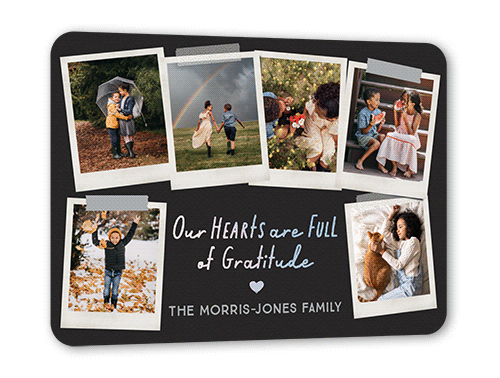 Full Hearts Gallery Thank You Card, Iridescent Foil, Black, 5x7, Matte, Personalized Foil Cardstock, Rounded, Coal