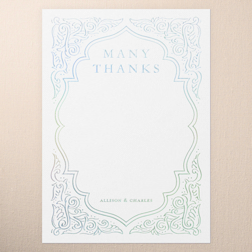 Filigree Border Wedding Thank You, Grey, Iridescent Foil, 5x7, Matte, Personalized Foil Cardstock, Square, Charcoal